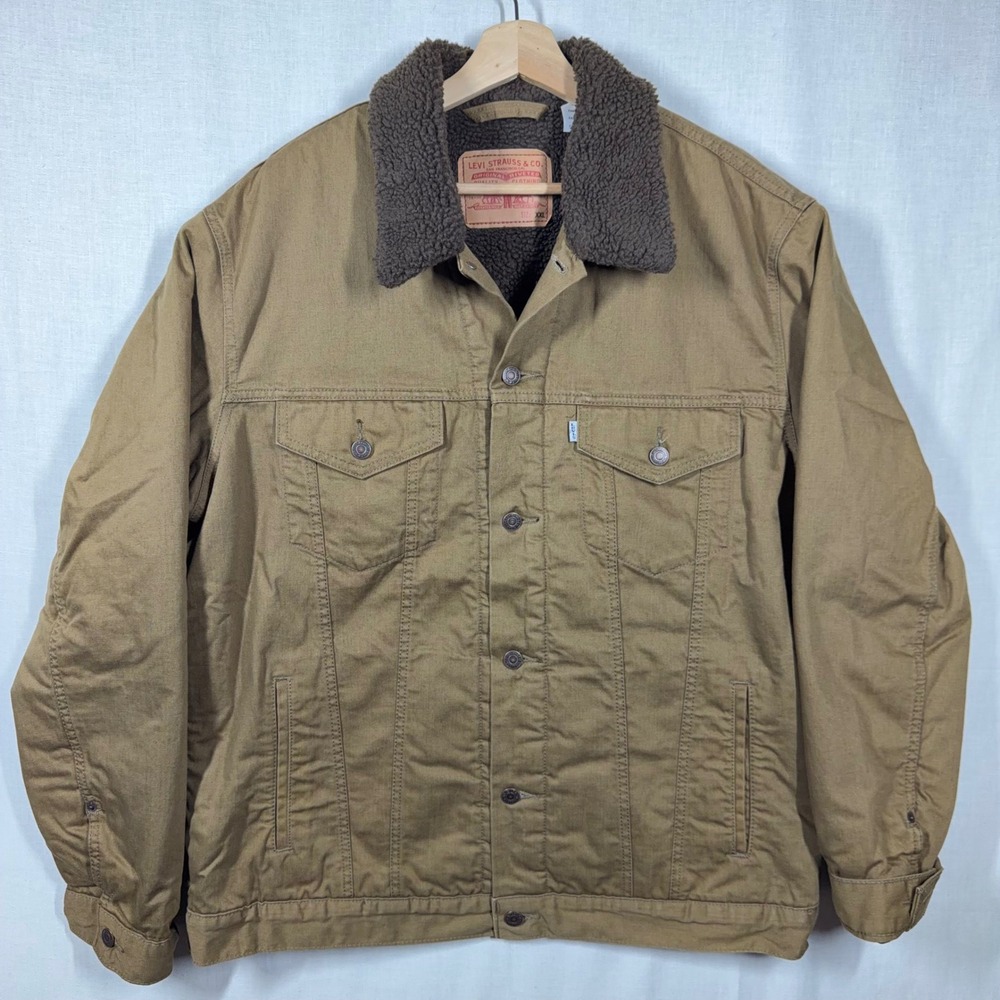 Levis Type 3 Trucker Jacket Mens XXL Brown Canvas Cougar Tan